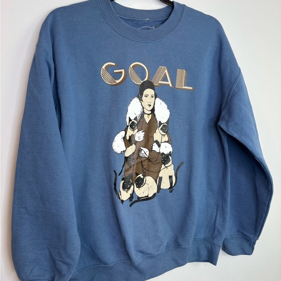 Tamelo artist Blue cats Graphic Sweatshirt size medium - Picture 2 of 6